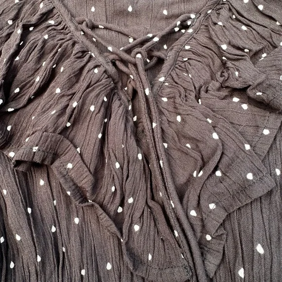 Billabong Take Away Long Sleeve Mini Dress Black w/ Polka Dots Plunge Size XS - Picture 6 of 7